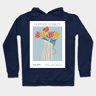 Trendy botanical print with bunch of tulips Hoodie